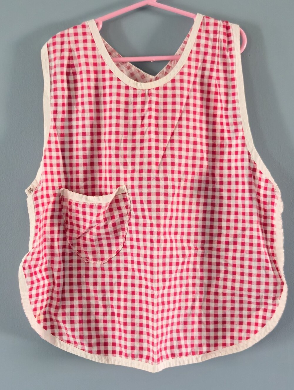 Kids Vintage Red & White Gingham Smock Apron -Handmade